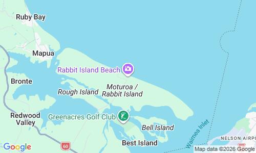 Ausschnitt der Weltkarte zu Rabbit Island Beach