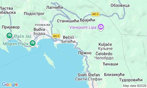 Ausschnitt der Weltkarte zu Rafailovići Beach