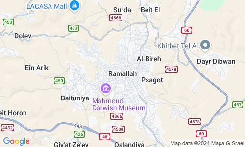 Ausschnitt der Weltkarte zu Ramallah