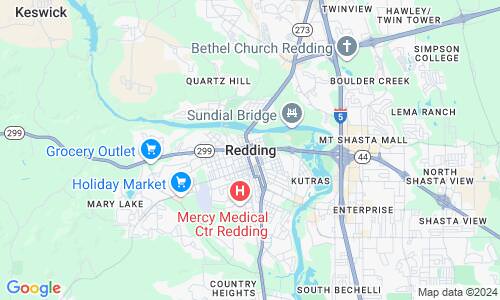 Ausschnitt der Weltkarte zu Redding