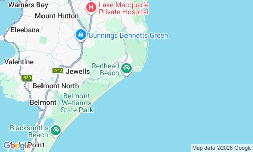Ausschnitt der Weltkarte zu Redhead Beach