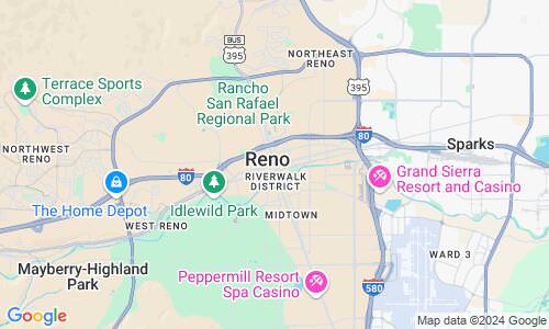 Ausschnitt der Weltkarte zu Reno