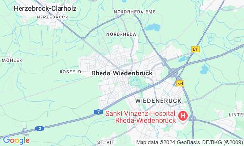 Ausschnitt der Weltkarte zu Rheda-Wiedenbrück