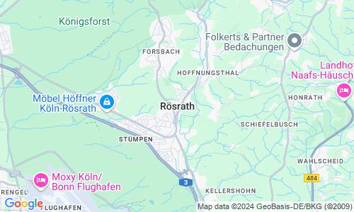 Ausschnitt der Weltkarte zu Rösrath
