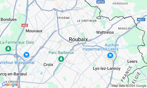 Ausschnitt der Weltkarte zu Roubaix