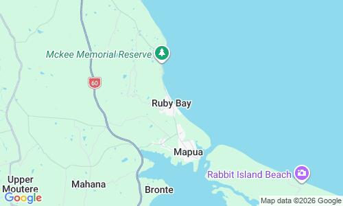 Ausschnitt der Weltkarte zu Ruby Bay Beach