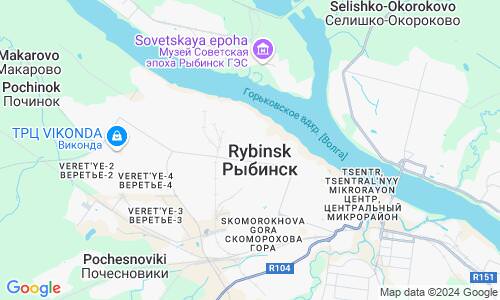 Ausschnitt der Weltkarte zu Rybinsk