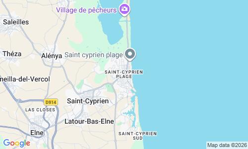 Ausschnitt der Weltkarte zu Saint-Cyprien Plage