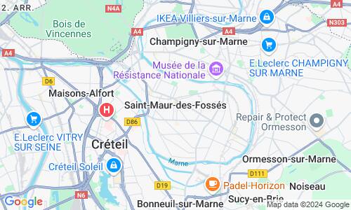 Ausschnitt der Weltkarte zu Saint-Maur-des-Fossés