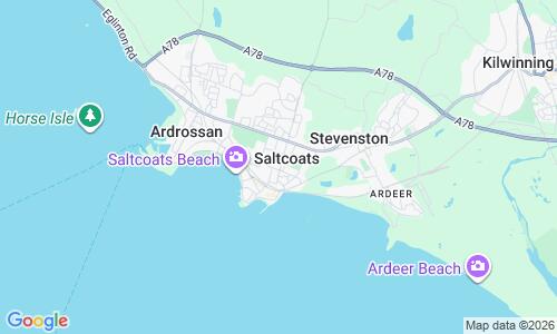 Ausschnitt der Weltkarte zu Saltcoats Strand