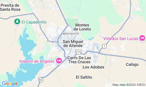 Ausschnitt der Weltkarte zu San Miguel de Allende