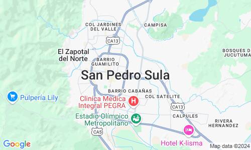Ausschnitt der Weltkarte zu San Pedro Sula