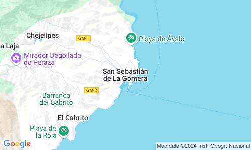 Ausschnit der Weltkarte zu San Sebastián de La Gomera