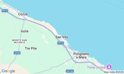 Ausschnitt der Weltkarte zu San Vito Strand