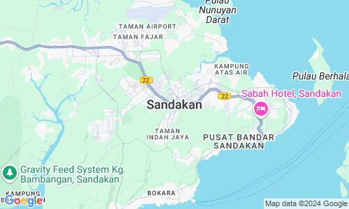 Ausschnitt der Weltkarte zu Sandakan