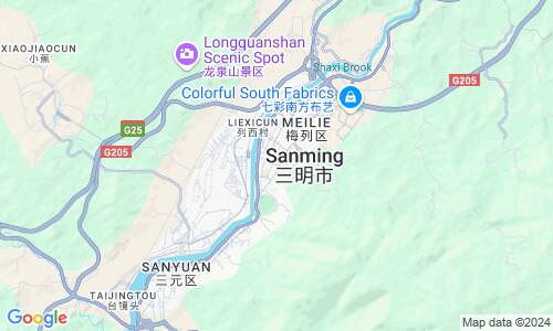 Ausschnitt der Weltkarte zu Sanming