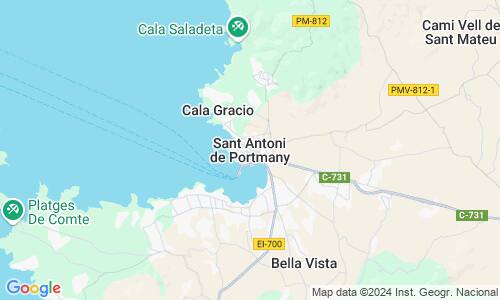 Ausschnit der Weltkarte zu Sant Antoni de Portmany