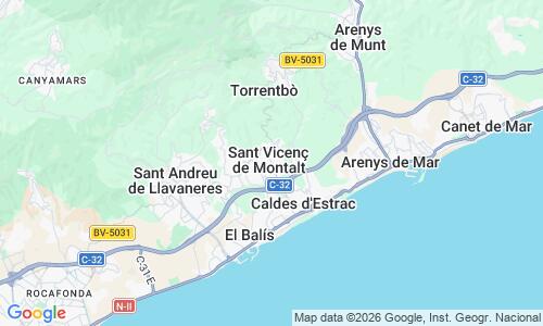 Ausschnitt der Weltkarte zu Sant Vicenc de Montalt Strand
