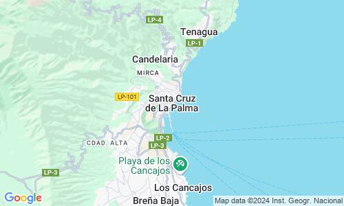 Ausschnit der Weltkarte zu Santa Cruz de La Palma