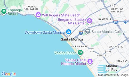 Ausschnitt der Weltkarte zu Santa Monica Beach