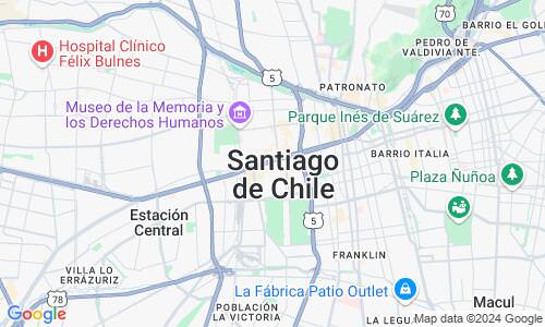 Ausschnit der Weltkarte zu Santiago de Chile