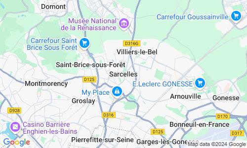 Ausschnitt der Weltkarte zu Sarcelles