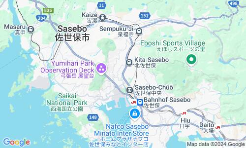 Ausschnitt der Weltkarte zu Sasebo