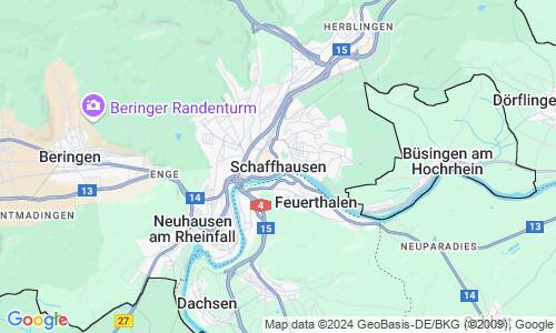 Ausschnitt der Weltkarte zu Schaffhausen