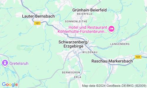 Ausschnitt der Weltkarte zu Schwarzenberg/Erzgeb.