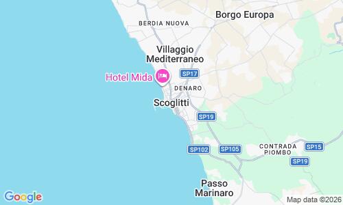 Ausschnitt der Weltkarte zu Scoglitti Strand