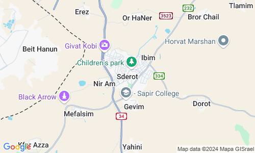 Ausschnitt der Weltkarte zu Sderot