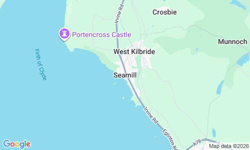 Ausschnitt der Weltkarte zu Seamill Strand