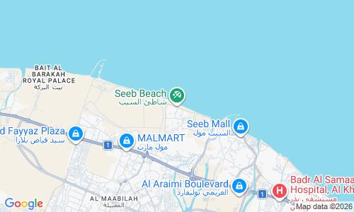 Ausschnitt der Weltkarte zu Seeb Beach