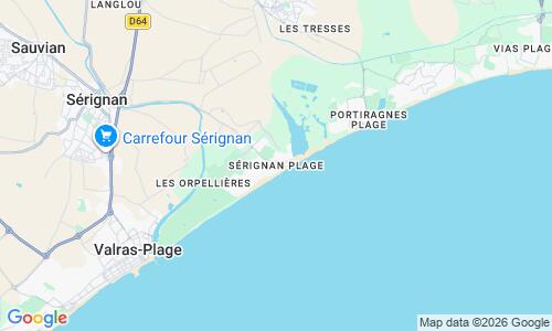 Ausschnitt der Weltkarte zu Serignan-Plage