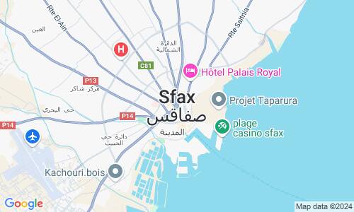 Ausschnit der Weltkarte zu Sfax