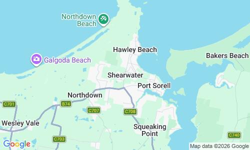 Ausschnitt der Weltkarte zu Shearwater Beach