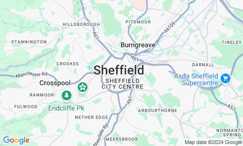 Ausschnitt der Weltkarte zu Sheffield