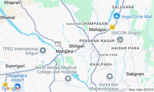 Ausschnitt der Weltkarte zu Shiliguri
