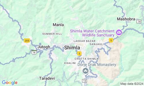 Ausschnitt der Weltkarte zu Shimla