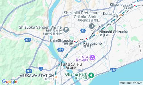 Ausschnitt der Weltkarte zu Shizuoka