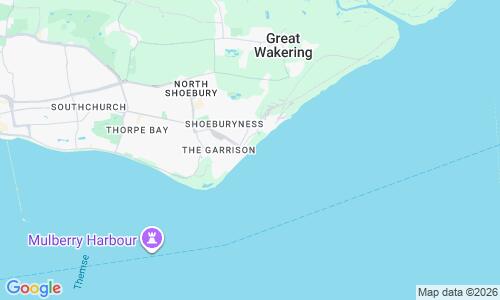 Ausschnitt der Weltkarte zu Shoebury East Beach