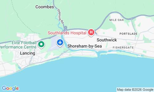 Ausschnitt der Weltkarte zu Shoreham Beach