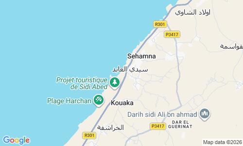 Ausschnitt der Weltkarte zu Sidi Abed Beach