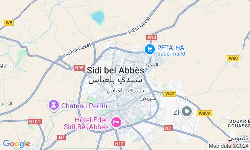 Ausschnitt der Weltkarte zu Sidi bel Abbès