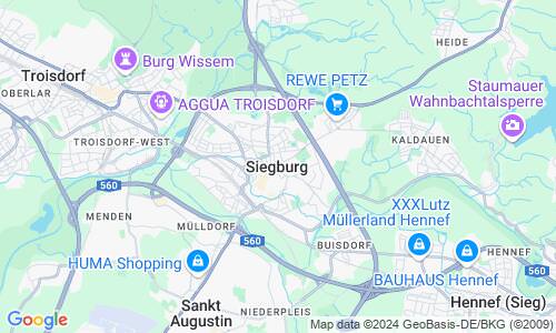 Ausschnitt der Weltkarte zu Siegburg