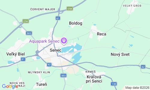 Ausschnitt der Weltkarte zu Slnečné jazerá - pláže (Senec)