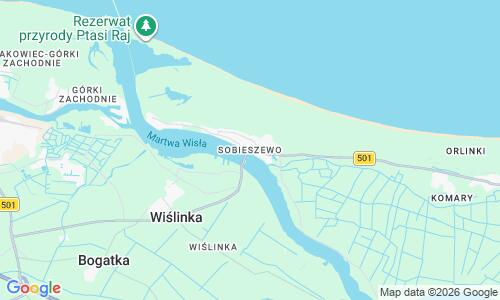 Ausschnitt der Weltkarte zu Sobieszewo Beach