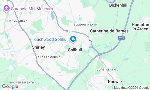 Ausschnitt der Weltkarte zu Solihull
