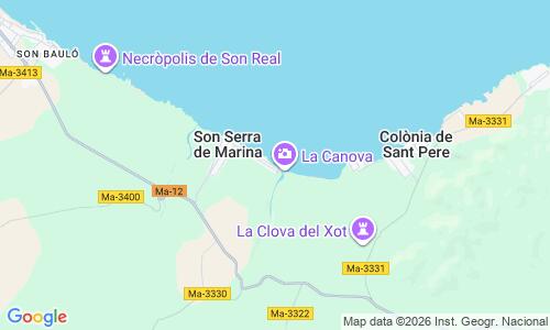 Ausschnitt der Weltkarte zu Son Serra de Marina Beach