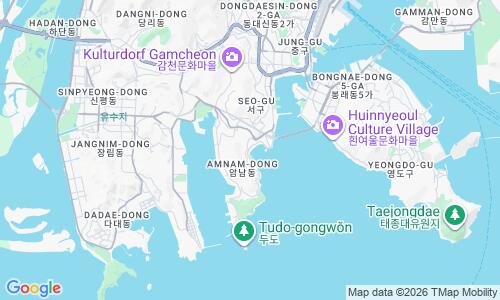 Ausschnitt der Weltkarte zu Songdo Beach